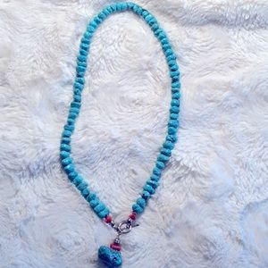 Women’s genuine turquoise and coral necklace